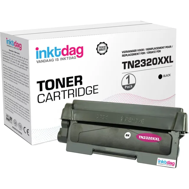 inktdag huismerk Laser toner cartridge met hoog capacity (10400 pages ) voor Brother TN2320XXL | Geschikt voor Brother HL-L2300, HL-L2320D, HL-L2321D, HL-L2340DW, HL-L2360, HL-L2361DN, HL-L2365, HL-L2380DW, MFC-L2700, MFC-L2701 Zwart