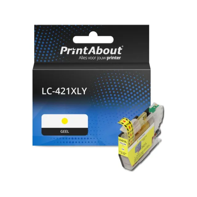 PrintAbout huismerk Inktcartridge LC-421XLY Geel Hoge capaciteit Geschikt voor Brother