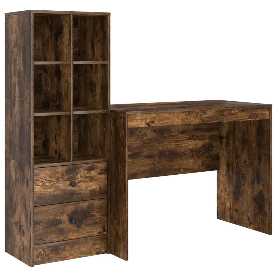 vidaXL Bureau Gerookt eiken 145.5 x 50 x 127 cm 2 st, foto 3