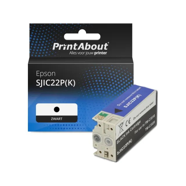 PrintAbout huismerk Inktcartridge SJIC22P(K) Zwart Geschikt voor Epson
