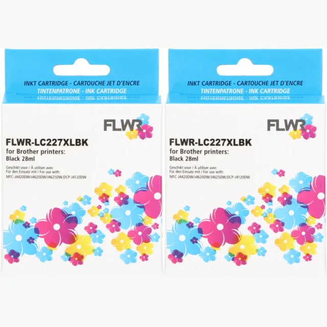 FLWR Inktcartridge / LC-227BK XL / 2-pack Zwart - Geschikt voor Brother