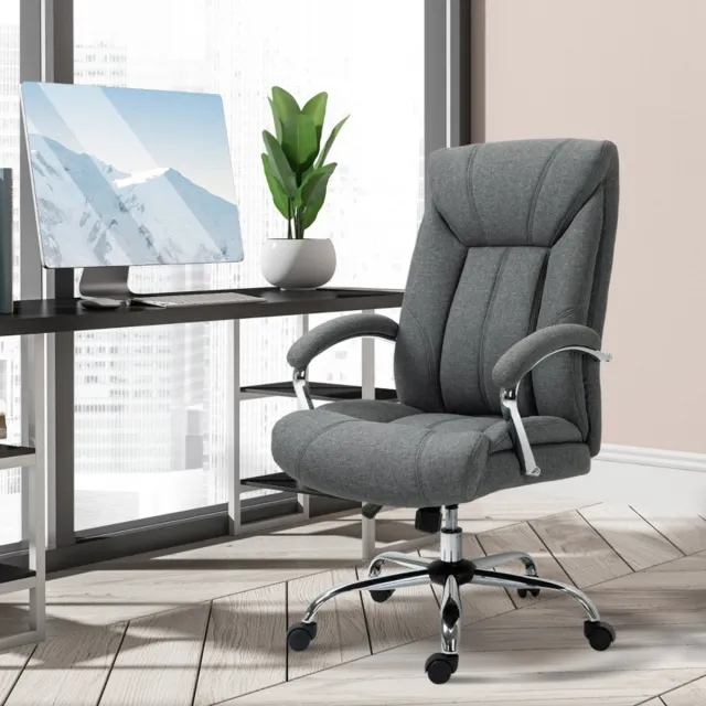 MODENUIT Bureaustoel 65 x 78 x 110-118 cm - Wippfunctie, Verstelbare Zithoogte - Kantoor - Polyester - Grijs Gray