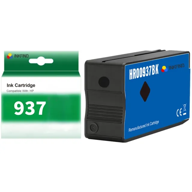 INKFIND 937 Zwart inktcartridge compatibel met HP 937 937e 4S6W5NE 4S6W9NE Zwart geschikt voor HP OfficeJet Pro 9730e; 9720e‘ HP OfficeJet Pro 9122e; 9125e; 9110b; 9135e; 9130b; 9132e; 9120e; 9117b; 9120b - 1-pack Zwart Zwart x 1