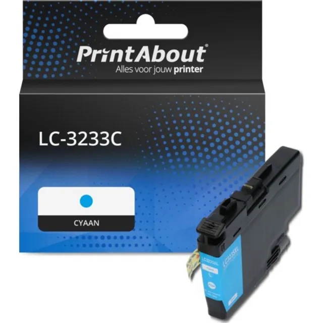 PrintAbout Huismerk Brother LC-3233C Inktcartridge Cyaan
