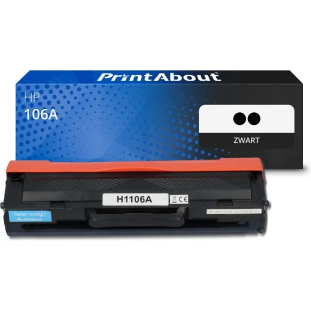 PrintAbout huismerk Toner 106A (W1106+1106) Zwart Multipack Geschikt voor HP