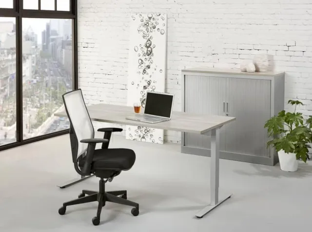 ABC Kantoormeubelen Ergonomisch design t-poot bureau Teez breed 120CM diep 60CM bladkleur Beuken framekleur Wit (RAL9010) Wit (RAL9010)/Beuken