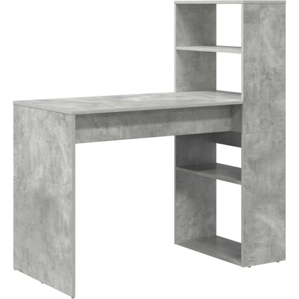 vidaXL Bureau Beton Grijs 113 x 54 x 120 cm Bewerkt hout