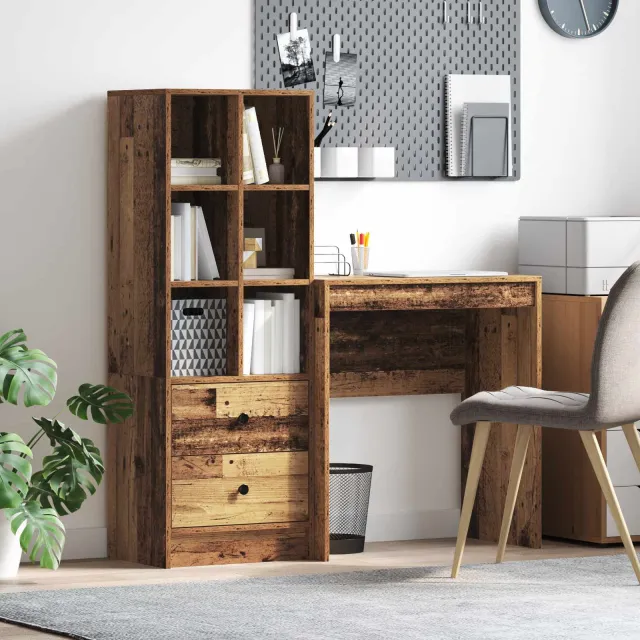 vidaXL Bureau Oudhout 115,5 x 40 x 127 cm 2 st bruin, foto 2