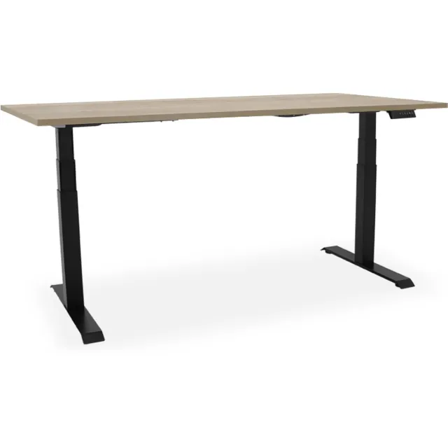 Officetopper Essential elektrisch zit-sta bureau - 200x80cm -medium oak/zwart
