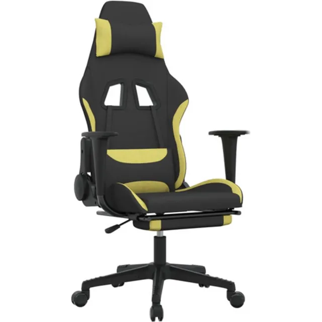 vidaXL Massage - gamestoel - met - voetensteun - stof - zwart - en - lichtgroen zwart en lichtgroen