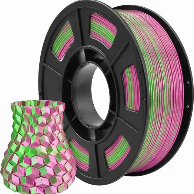 Cailab PLA Dual Color Silk+ Filament Roze/Groen – 1.75mm – 1KG – Hoge Glans – Perfect voor Draken & Display Prints Morgen in huis Roze Groen