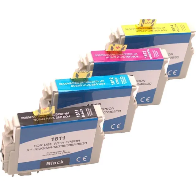ABC huismerk Set 4x inkt cartridge geschikt voor Epson 18XL XP102 XP202 XP205 XP212 XP215 XP225 XP302 XP305 XP315 XP325 XP402 XP405 XP412 XP413 XP415 Set 4 stuks