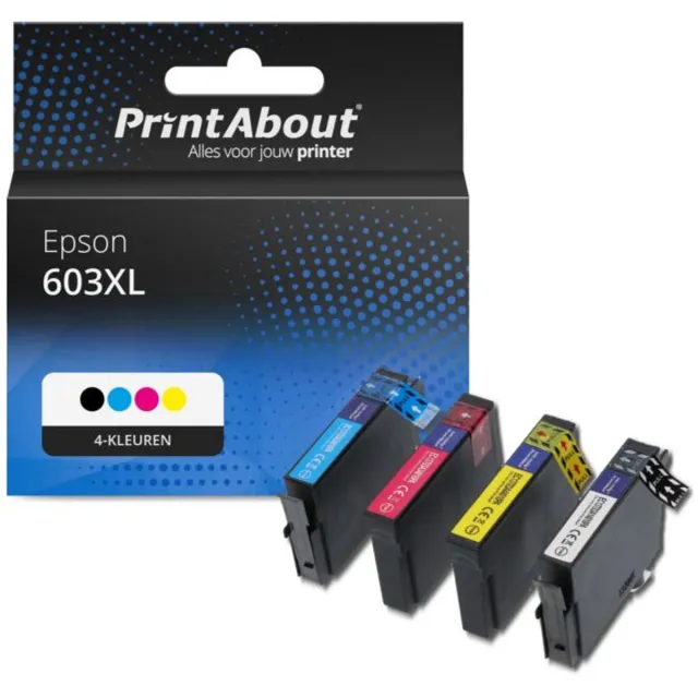PrintAbout Huismerk Epson 603XL (C13T03U64010) Inktcartridge 4-kleuren Voordeelbundel Hoge capaciteit