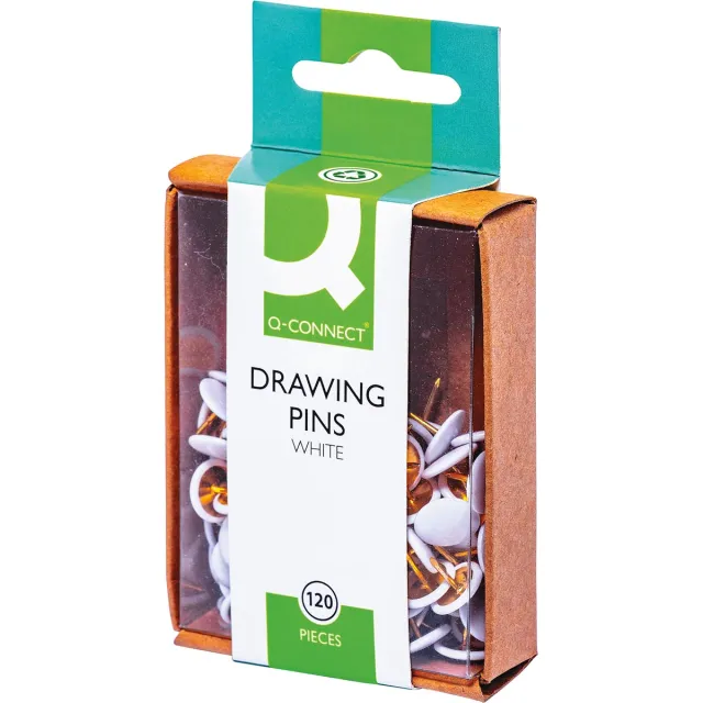 Q-CONNECT punaises, wit, doosje van 120 stuks
