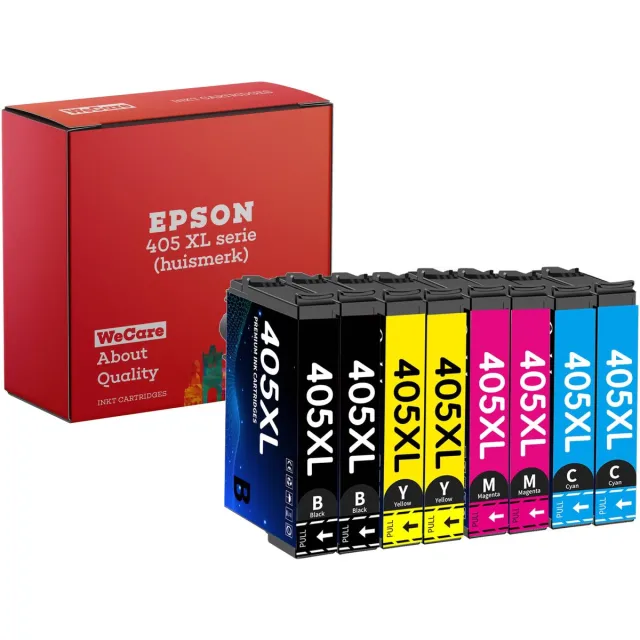 WeCare 8-pack | Geschikt voor Epson 405XL inktcartridges - WF-7830DTWF - WF-7840DTWF - WF-3820DWF - WF-4820DWF - WF-4830DTWF Multipack 8 Cartridges