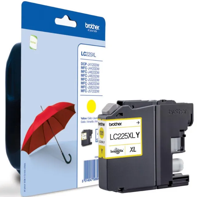Brother inktcartridge, 1.200 pagina's, OEM LC-225XLY, geel, op blister