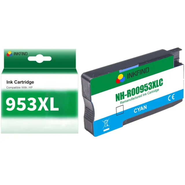 INKFIND 953XL Cyaan Inktcartridge compatibel met HP953 HP953XL HP 953 HP 953XL F6U16AE voor HP OfficeJet Pro 8740, 8719, 8720, 8710, 8715, 8725, 7740, 8218, 8718, 8210, 8716 8730 8728 Hoge Capaciteit - 1-pack Cyaan Cyaan x 1