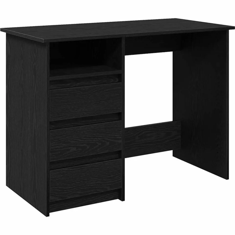 vidaXL Bureau 102x50x75 cm bewerkt hout zwart, foto 3