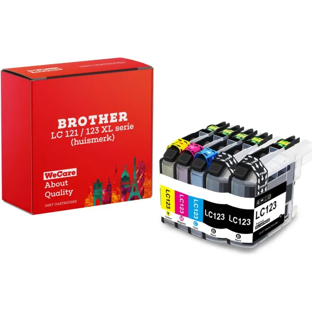 WeCare 5-pack | Geschikt voor Brother LC-123 XL inktcartridges - DCP-J552DW - DCP-J752DW - DCP-J4110DW - MFC-J4410DW - MFC-J4610DW - MFC-J470DW Multipack 5 cartridges