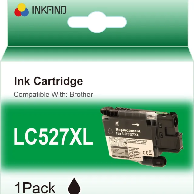 INKFIND LC527XL Zwart inktcartridge compatibel met Brother LC527XL LC-527XL Zwart geschikt voor Brother MFC-J4350DW/J4550DW - 1-pack Zwart XL Zwart x 1
