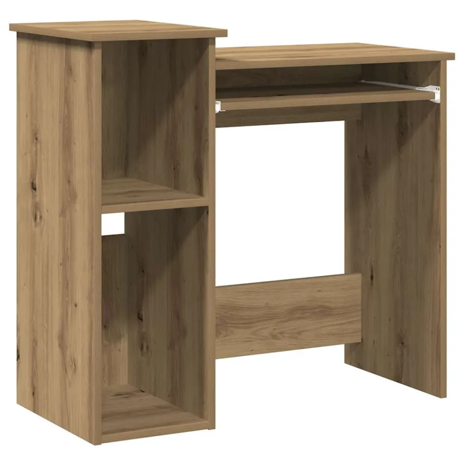 vidaXL Bureau met schappen 84x40x78 cm bewerkt hout artisanaal eiken, foto 3
