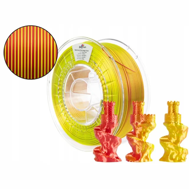 Spectrum PLA Magic silk SOLAR FLARE (Geel, Rood) 1 kg Filament Meerkleurig