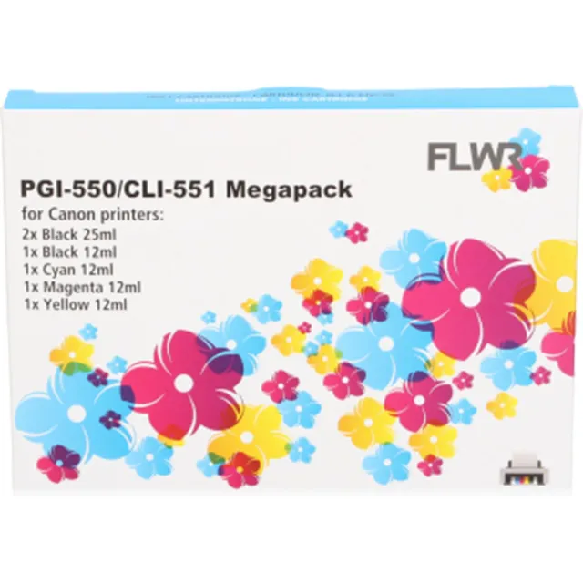 FLWR PGI-550 / CLI-551 GY 6-Pack / Zwart en Kleur / Cartridge - Geschikt voor Canon