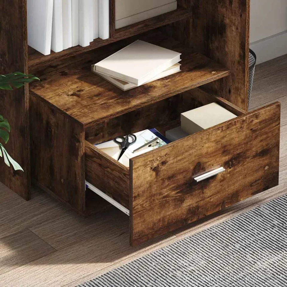vidaXL Bureau Gerookt eiken Bewerkt hout 131,5 x 50 x 106,5 cm, foto 3