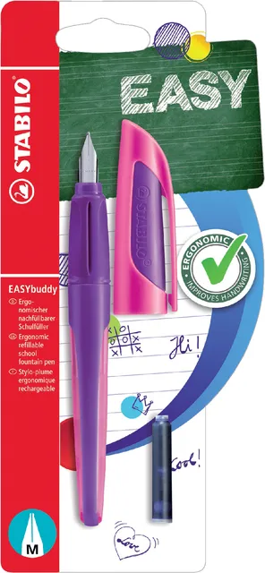 Stabilo Vulpen STABILO Easybuddy rechtshandig M paars/magenta blister à 1 stuk