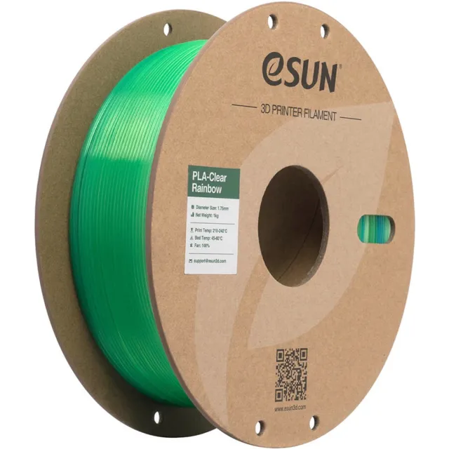 ESUN PLA-Clear Rainbow Transparante Blauw/Groen / Translucent Blue/Green - 1 kg - 1.75 mm - 3D printer en 3D pen filament Blauw Groen / Blue Green