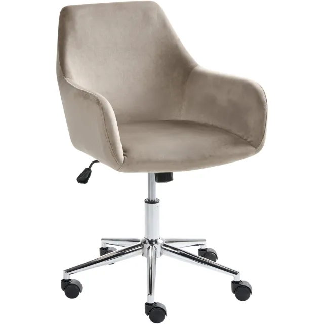 Beliani WELLSTON - Bureaustoel - Taupe - Fluweel Beige