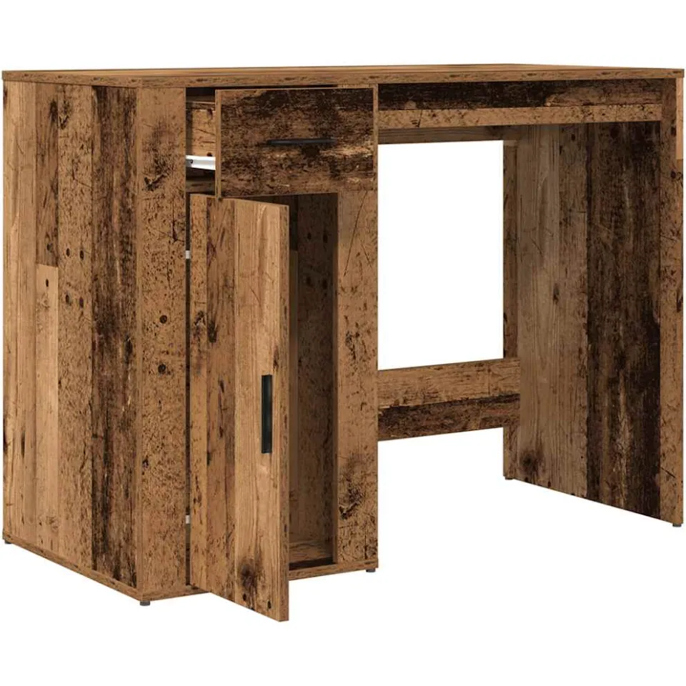 vidaXL Bureau 100x49x75 cm bewerkt hout oud houtkleurig bruin, foto 4