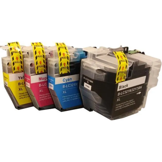 KATRIZ huismerk inkt voor|Brother 1x LC3219XL Zwart + 1x LC3219Cyaan + 1x LC3219Magenta + 1x LC3219XL Geel|4stuks|Met chip Zwart, Cyaan, Magenta, Geel