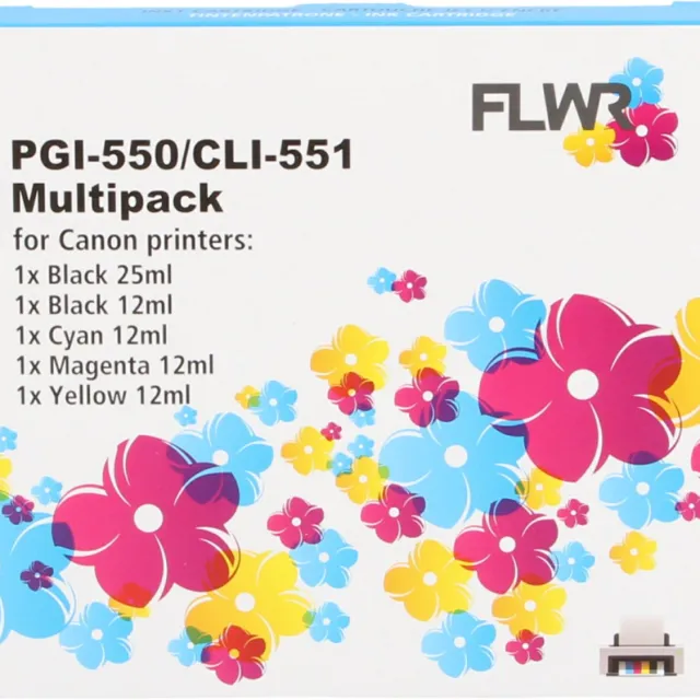 FLWR Cartridges / Canon CLI-551XL Multipack / zwart en kleur / Geschikt voor Canon zwart 2x