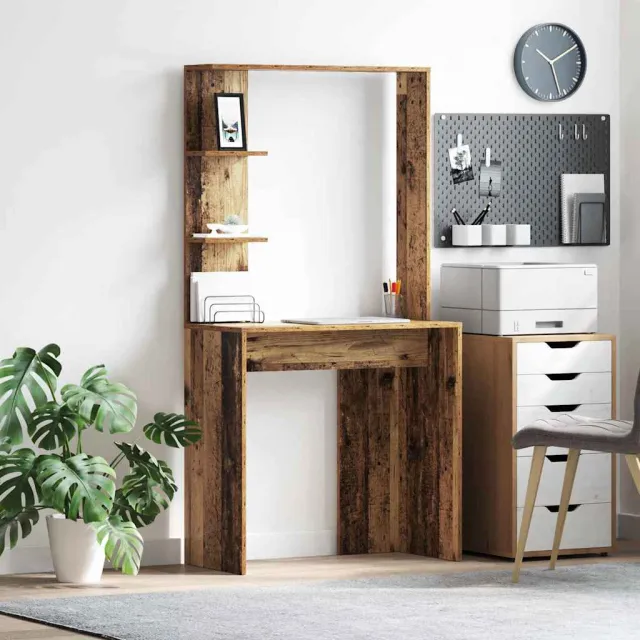 vidaXL Bureau Oud Hout 78,5 x 37 x 154,5 cm Bewerkt hout bruin, foto 2