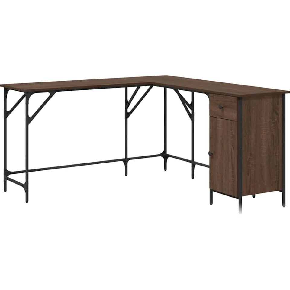 vidaXL Bureau 141x141x75 cm bewerkt hout bruin eikenkleur