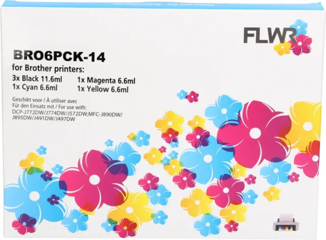 FLWR Cartridges / Brother LC-3213 Megapack / / Geschikt voor Brother 3x Zwart