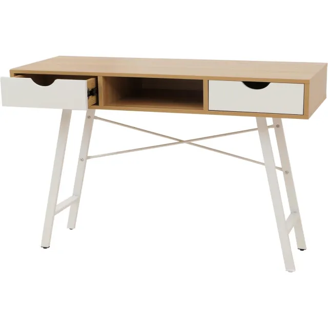 MCW Bureau MCW-E92, kantoortafel computertafel, 3D-structuur 120x60cm ~ naturelbruin wit