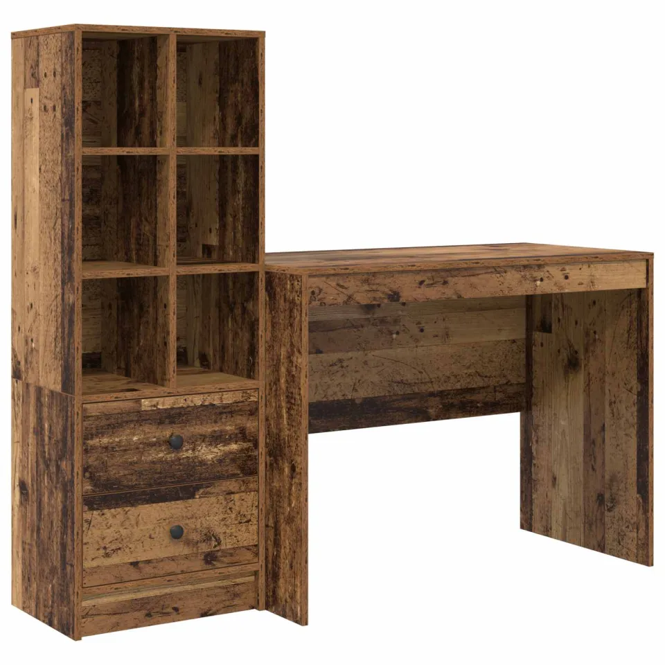 vidaXL Bureau Oudhout 145.5 x 50 x 127 cm 2 st bruin, foto 3