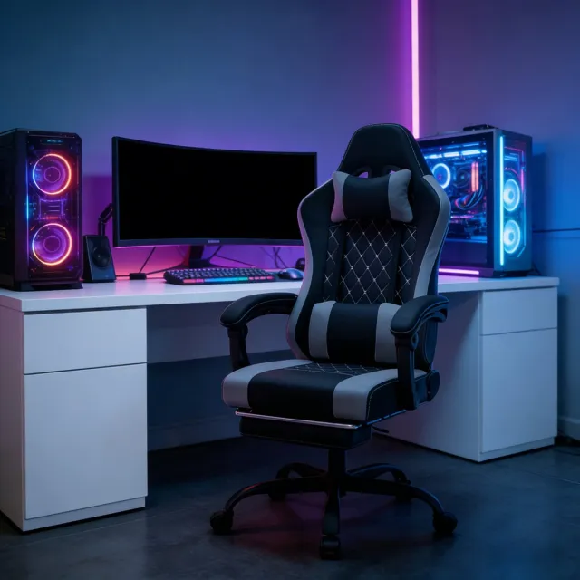Clruro Bureaustoel - Ergonomische Computerstoel met Massage - Draaibaar - Gamingstoel Zwart
