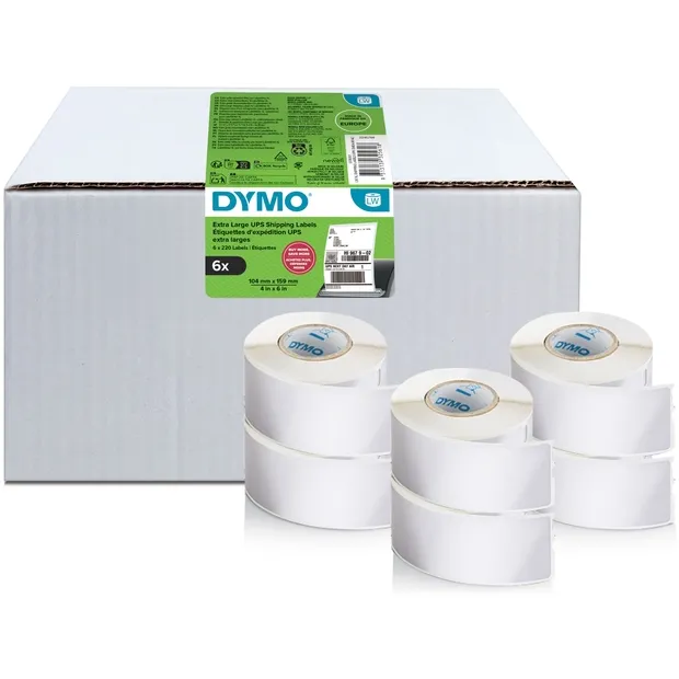 Dymo Etiket Dymo LabelWriter 5XL verzendlabel 104x159mm 6 rollen á 220 stuks wit