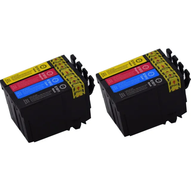 KATRIZ huismerk inkt voor|Epson 2x T1811XL Zwart+ 2x T1812XL Cyaan + 2x T1813XL Magenta + 2x T1814YXL Geel | (8stuks) - Met chip Zwart, Cyaan, Magenta, Geel