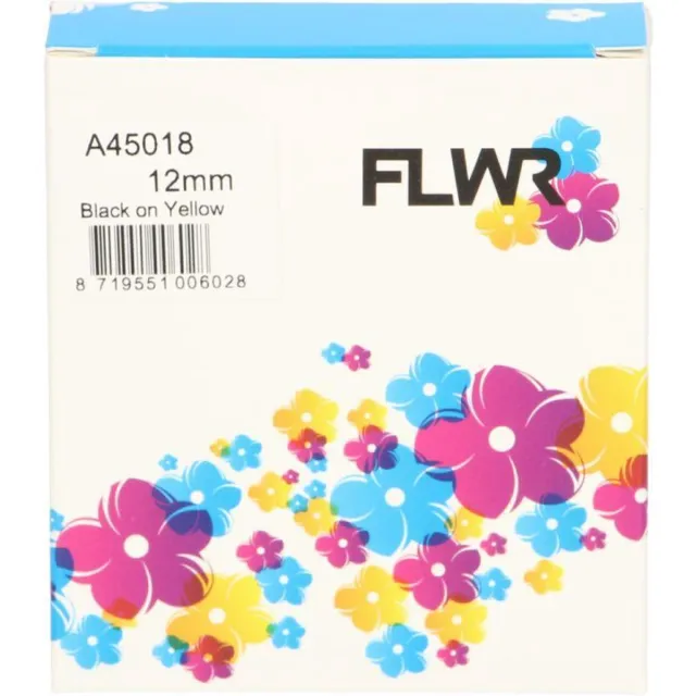 FLWR Printetiket / 45018 / Zwart op Geel - Geschikt voor Dymo