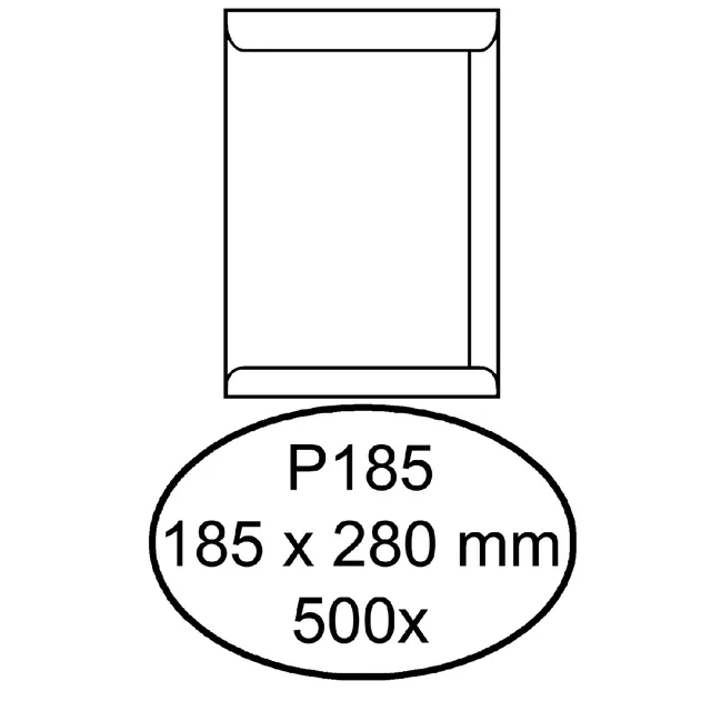Quantore Envelop Quantore akte P185 185x280mm wit 500 stuks