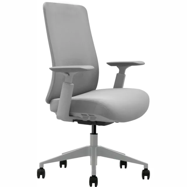 Worktrainer Bureaustoel Vane - Grijs - Ergonomisch NEN-EN 1335 - Schuifzitting, Lendesteun & 3D Armleggers