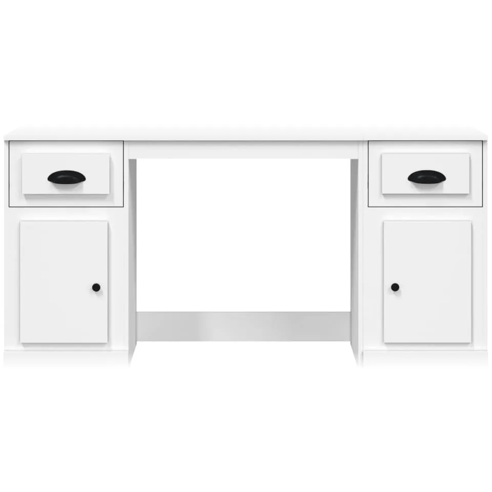 vidaXL Bureau met kast bewerkt hout wit, foto 4