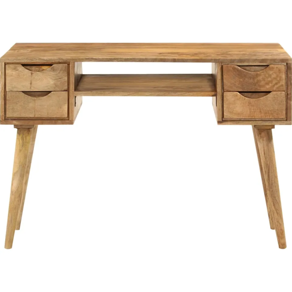 vidaXL Bureau met lades 110x47x76 cm massief mangohout bruin, foto 2