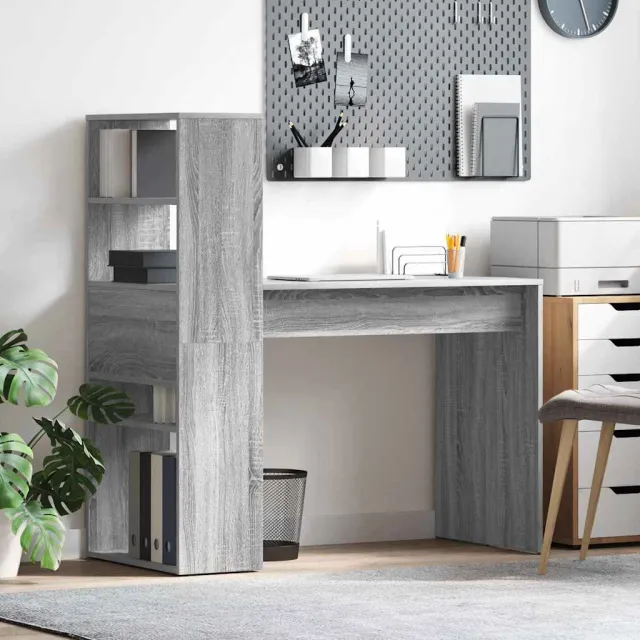 vidaXL Bureau Grijs Sonoma 113 x 54 x 120 cm Bewerkt hout, foto 2