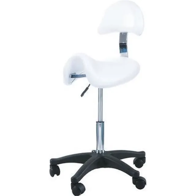 Novicum Liv Comfort zadelkruk kappersfiets met rugleuning WIT en groot zadel, Medium gasveer kapperskruk zadelstoel Wit medium