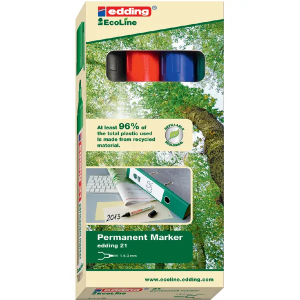 Edding Viltstift edding 21 EcoLine rond assorti 1.5-3mm doos à 4st blauw